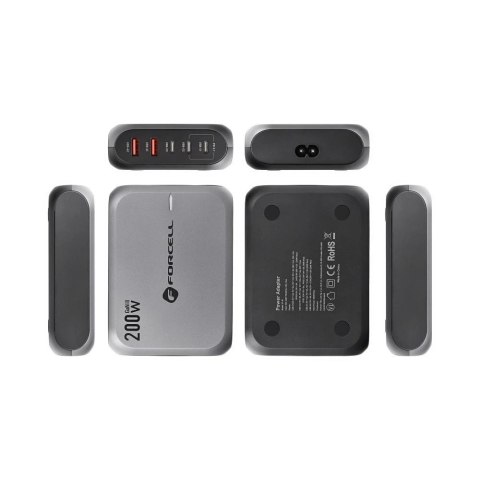 Ładowarka biurkowa Forcell GaN III 200W 3xUSB-C 2xUSB-A PD QC SFC