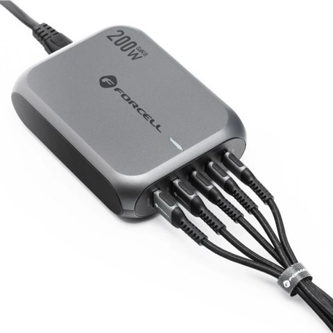 Ładowarka biurkowa Forcell GaN III 200W 3xUSB-C 2xUSB-A PD QC SFC