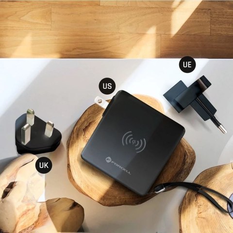 Ładowarka podróżna POWERBANK Forcell 5w1 10000mAh PD QC Wireless