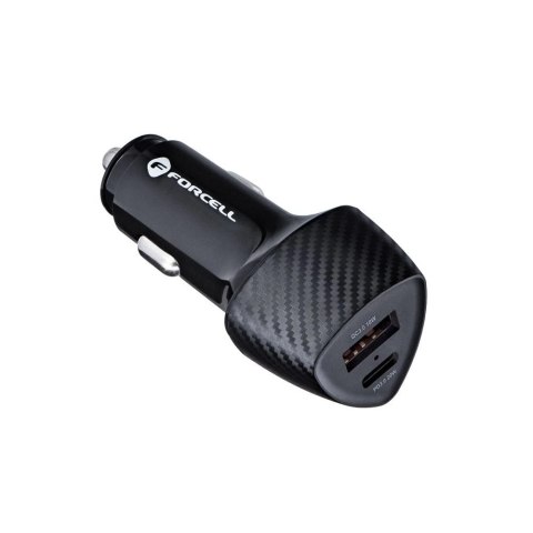 Ładowarka samochodowa Forcell Carbon 38W PD QC USB-C + USB 2x Szybka