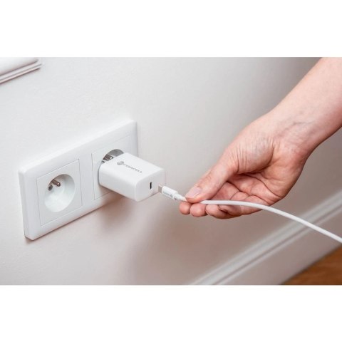 Szybka Ładowarka Forcell 25W PD QC 4.0 USB-C + kabel USB C do USB C biała