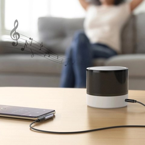 Adapter Ugreen AV154 USB-C do mini jack 3.5 mm Audio 90° Szary