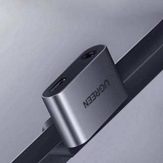 Adapter Ugreen CM193 USB-C do mini jack 3.5 mm + USB-C Ładowanie Szary