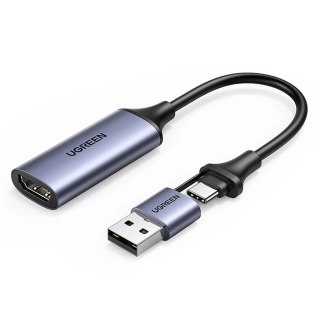 Adapter Ugreen CM489 HDMI do USB-A/USB-C Grabber 1080p 30Hz Szary
