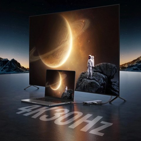 Adapter Ugreen CM498 USB-C HDMI VGA RJ45 USB-A SD PD 100W Hub 9w1 Szary