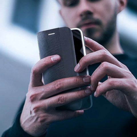 Etui Kabura SENSITIVE Book do iPhone 16 Pro Czarny z Podstawką