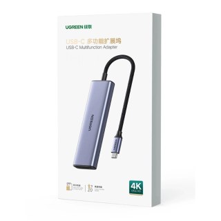 HUB 6w1 Ugreen CM511 USB-C HDMI 3xUSB-A SD TF 5Gb/s 4K Szary