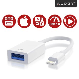 Przejściówka Adapter USB OTG USB-A 3.0 do Lightning, Kabel do iPhone i iPad, Obsługa Pendrive, Szybki Transfer Danych, Alogy OTG