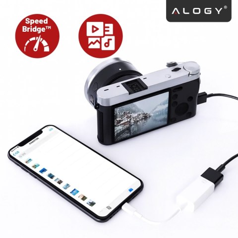 Przejściówka Adapter USB OTG USB-A 3.0 do Lightning, Kabel do iPhone i iPad, Obsługa Pendrive, Szybki Transfer Danych, Alogy OTG