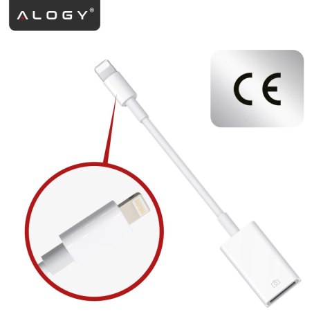 Przejściówka Adapter USB OTG USB-A 3.0 do Lightning, Kabel do iPhone i iPad, Obsługa Pendrive, Szybki Transfer Danych, Alogy OTG
