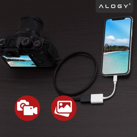 Przejściówka Adapter USB OTG USB-A 3.0 do Lightning, Kabel do iPhone i iPad, Obsługa Pendrive, Szybki Transfer Danych, Alogy OTG