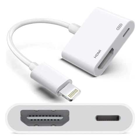 Przejściówka Lightning do HDMI i Lightning - adapter Full HD 60 Hz, łatwe podłączenie iPhone / iPad do TV lub projektora, Plug &
