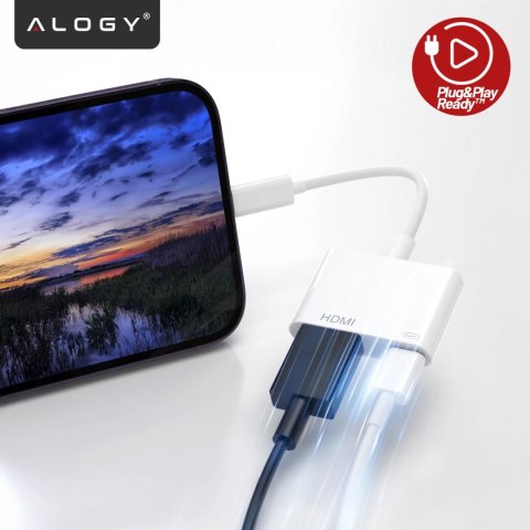 Przejściówka Lightning do HDMI i Lightning - adapter Full HD 60 Hz, łatwe podłączenie iPhone / iPad do TV lub projektora, Plug &