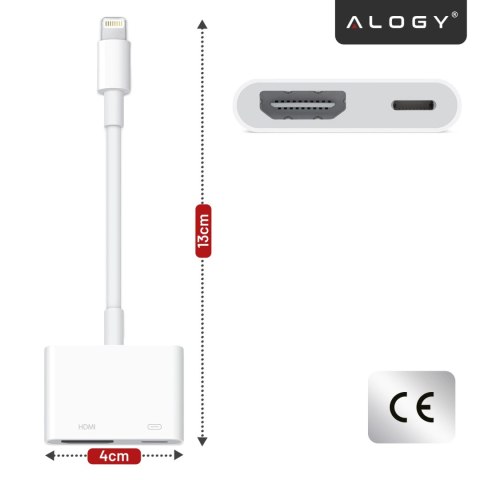 Przejściówka Lightning do HDMI i Lightning - adapter Full HD 60 Hz, łatwe podłączenie iPhone / iPad do TV lub projektora, Plug &