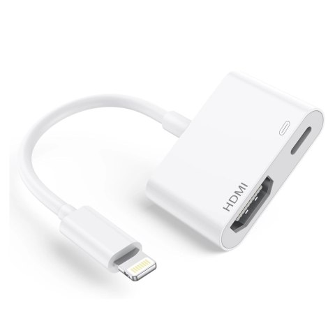 Przejściówka Lightning do HDMI i Lightning - adapter Full HD 60 Hz, łatwe podłączenie iPhone / iPad do TV lub projektora, Plug &