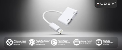 Przejściówka Lightning do HDMI i Lightning - adapter Full HD 60 Hz, łatwe podłączenie iPhone / iPad do TV lub projektora, Plug &