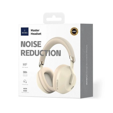 Słuchawki bezprzewodowe nauszne WiWU Master Headset TD-09 Białe beżowe