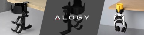 Uchwyt do biurka wielofunkcyjny - na kubek, pady i słuchawki, mocowanie do blatu, antypoślizgowy i stabilny - Alogy DeskClamp™ C