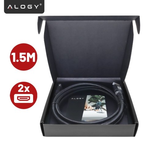 Kabel HDMI 2.1 1.5 m, 4K/8K Alogy Ultra High Speed™ 48 Gbps 60Hz, Premium z Pozłacanymi Końcówkami, Nylonowy Oplot, Miedziany - 