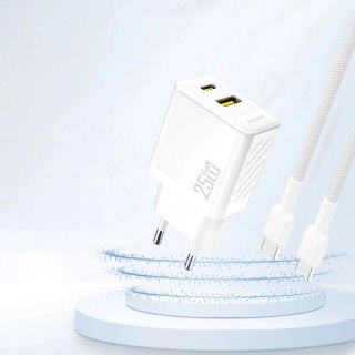 Ładowarka Dudao A26T 25W GaN USB-A, USB-C | Power Delivery, Quick Charge - Biała