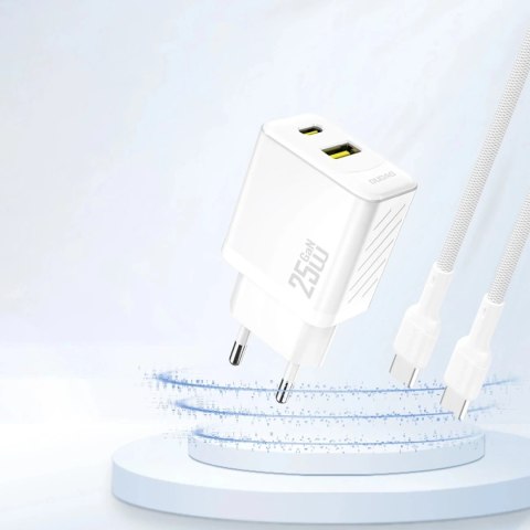 Ładowarka Dudao A26T 25W GaN USB-A, USB-C | Power Delivery, Quick Charge - Biała