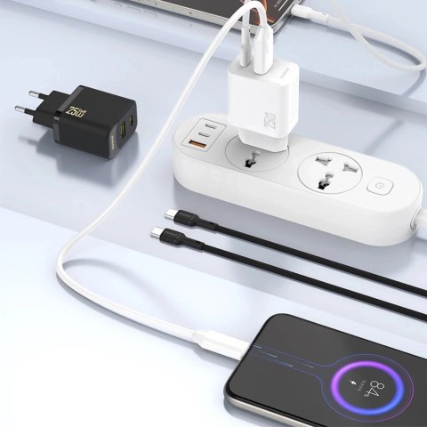 Ładowarka Dudao A26T 25W GaN USB-A, USB-C | Power Delivery, Quick Charge - Biała