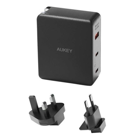 Ładowarka sieciowa Aukey 140W GaN 1xUSB-A, 2xUSB-C - Czarna