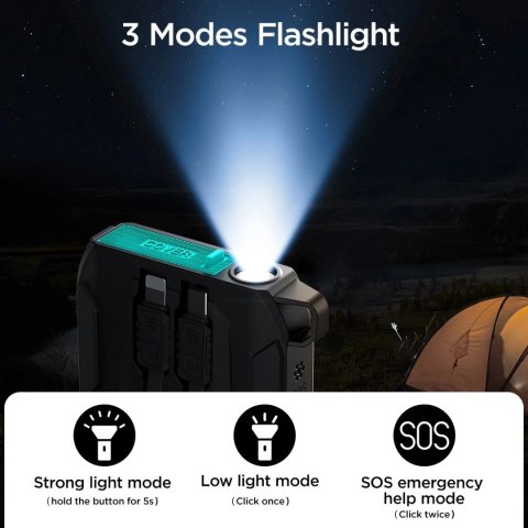 Powerbank Joyroom 10000mAh 22.5W z kablami USB-C i Lightning czarny