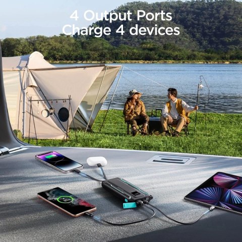 Powerbank Joyroom 10000mAh 22.5W z kablami USB-C i Lightning czarny