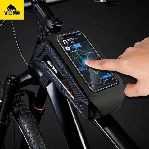 Torba na rower Wildman M90 sakwa na ramę z okienkiem na telefon czarna