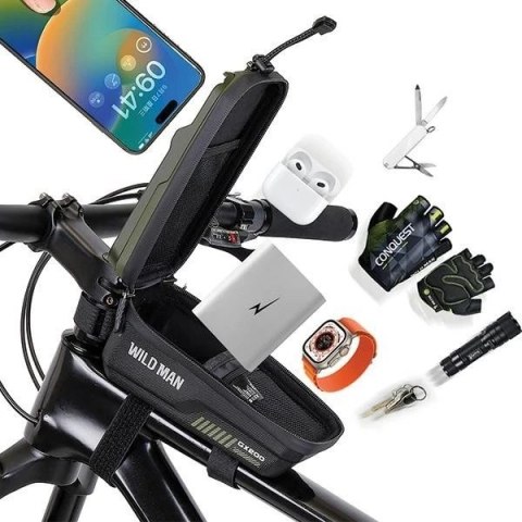 Torba rowerowa na ramę WILDMAN GX200 2L Czarna Uchwyt na telefon