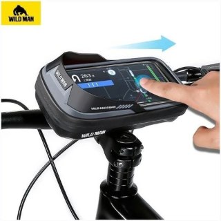 Torba rowerowa na ramę Wildman ES16 Czarna z okienkiem na telefon 0,5L