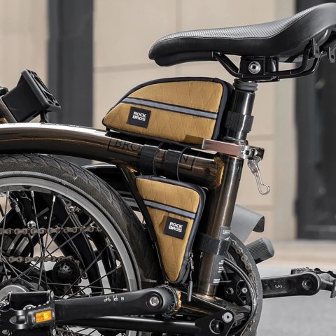 Torba trójkątna Rockbros 0,3l na ramę rowerową - brązowa