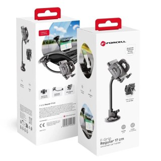 Uchwyt Samochodowy Forcell Regular 2w1 Kratka/Szyba Ramię 17 cm Czarny