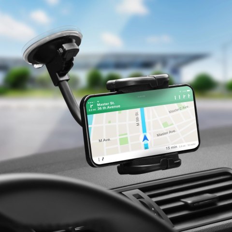 Uchwyt Samochodowy Forcell Regular 2w1 Kratka/Szyba Ramię 17 cm Czarny