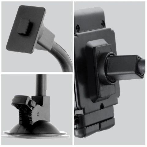 Uchwyt Samochodowy Forcell Regular 2w1 Kratka/Szyba Ramię 27 cm Czarny