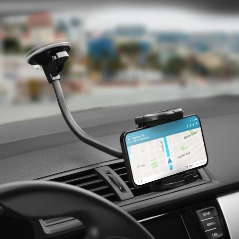 Uchwyt Samochodowy Forcell Regular 2w1 Kratka/Szyba Ramię 27 cm Czarny