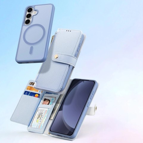 Etui do Samsung Galaxy S25 Dux Ducis Lawa Skórzane Niebieskie