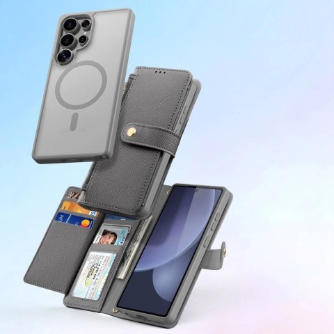 Etui do Samsung Galaxy S25 Ultra Dux Ducis Lawa Skórzane Szare