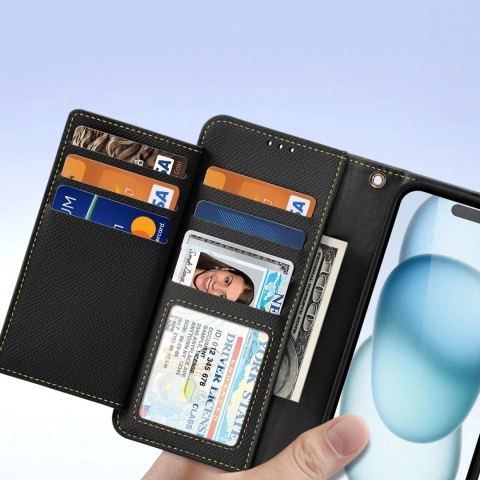Etui do iPhone 15 Dux Ducis Lawa Skórzane Portfel MagSafe Czarne