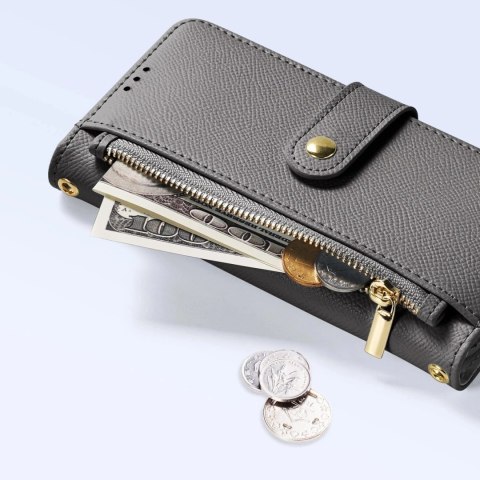 Etui do iPhone 15 Dux Ducis Lawa Skórzane Portfel MagSafe Szare