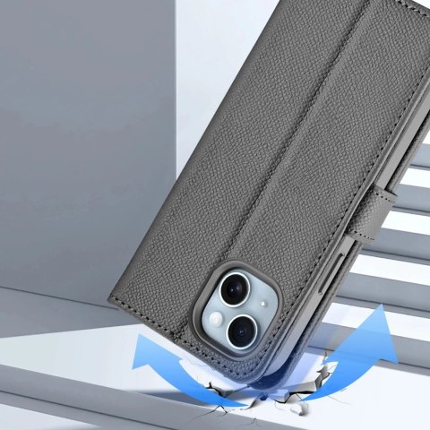 Etui do iPhone 15 Dux Ducis Lawa Skórzane Portfel MagSafe Szare