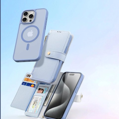 Etui do iPhone 15 Pro Dux Ducis Lawa Wallet Mag Skórzane Niebieskie