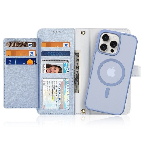 Etui do iPhone 15 Pro Dux Ducis Lawa Wallet Mag Skórzane Niebieskie