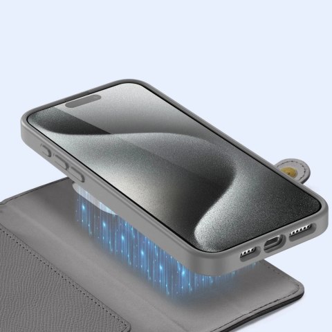 Etui do iPhone 15 Pro Dux Ducis Lawa Wallet Mag Skórzane Szare