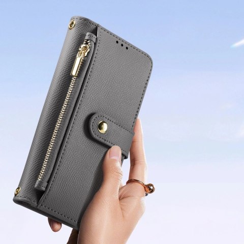 Etui do iPhone 15 Pro Dux Ducis Lawa Wallet Mag Skórzane Szare