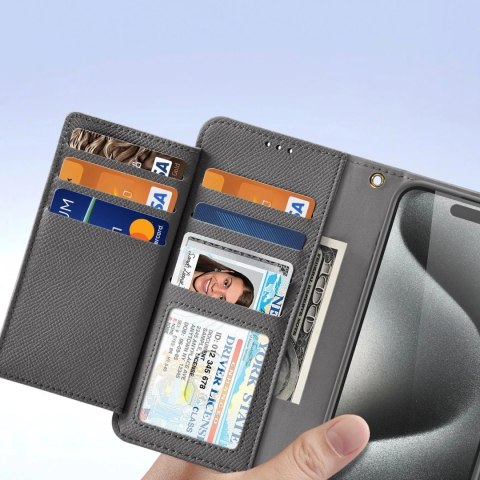 Etui do iPhone 15 Pro Dux Ducis Lawa Wallet Mag Skórzane Szare