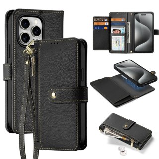 Etui do iPhone 15 Pro Dux Ducis Lawa Wallet Skórzane Mag Czarny