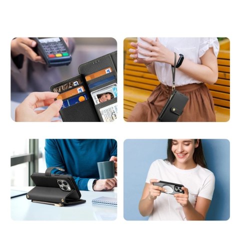 Etui do iPhone 15 Pro Dux Ducis Lawa Wallet Skórzane Mag Czarny