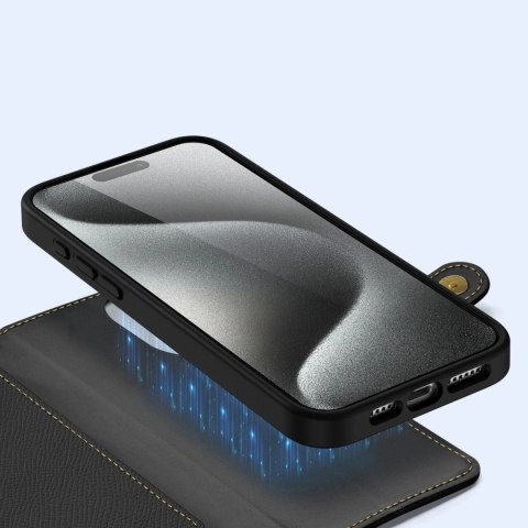 Etui do iPhone 15 Pro Dux Ducis Lawa Wallet Skórzane Mag Czarny